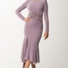 Elisabetta Franchi Abito Midi In Velluto Con Perline Candy Violet Clearance