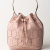 Twin-Set Borsa A Secchiello Con Logo Traforato Rosa Gesso Wholesale