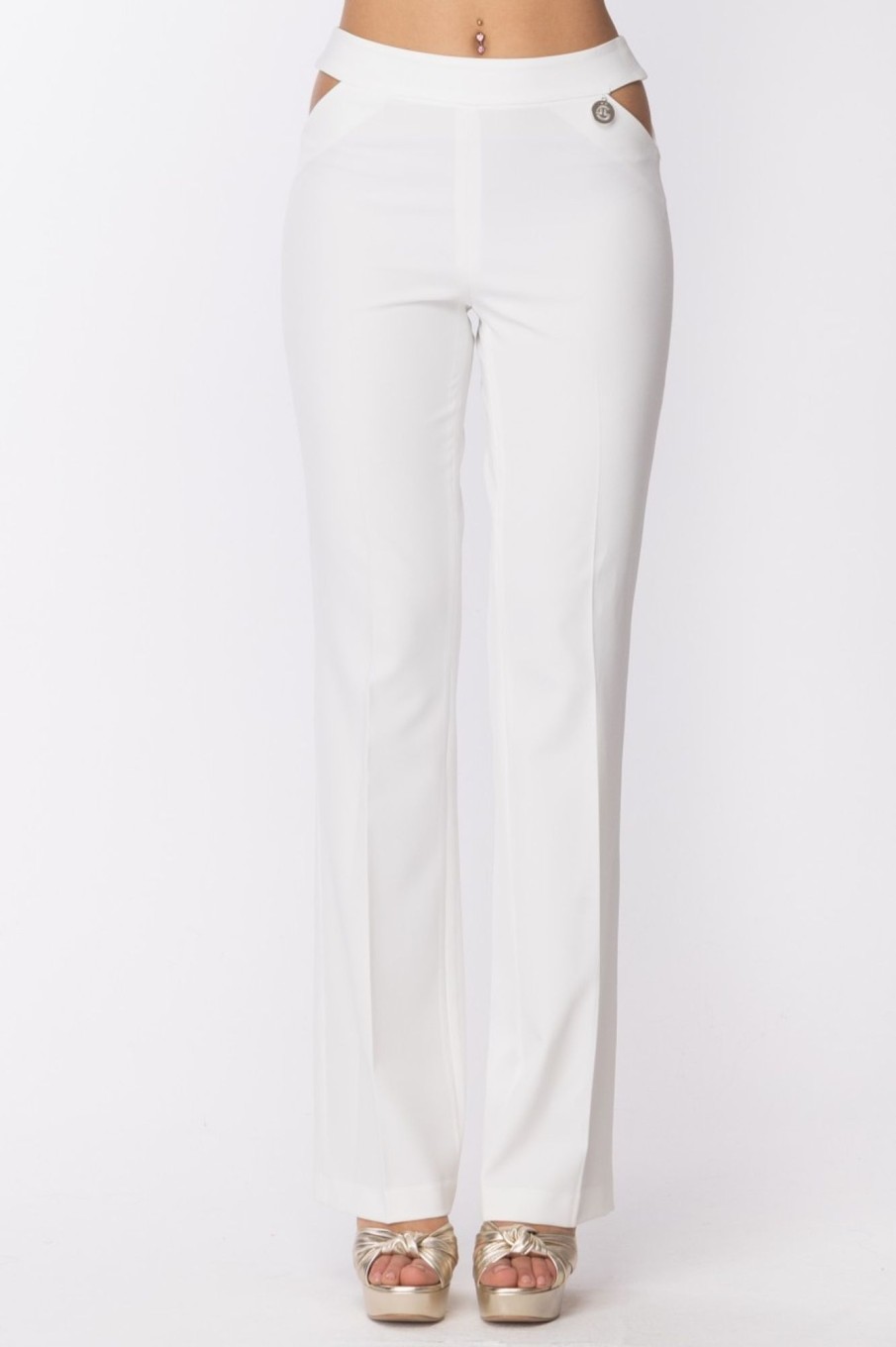 Gaelle Paris Pantaloni Con Aperture Sui Fianchi Bianco Best