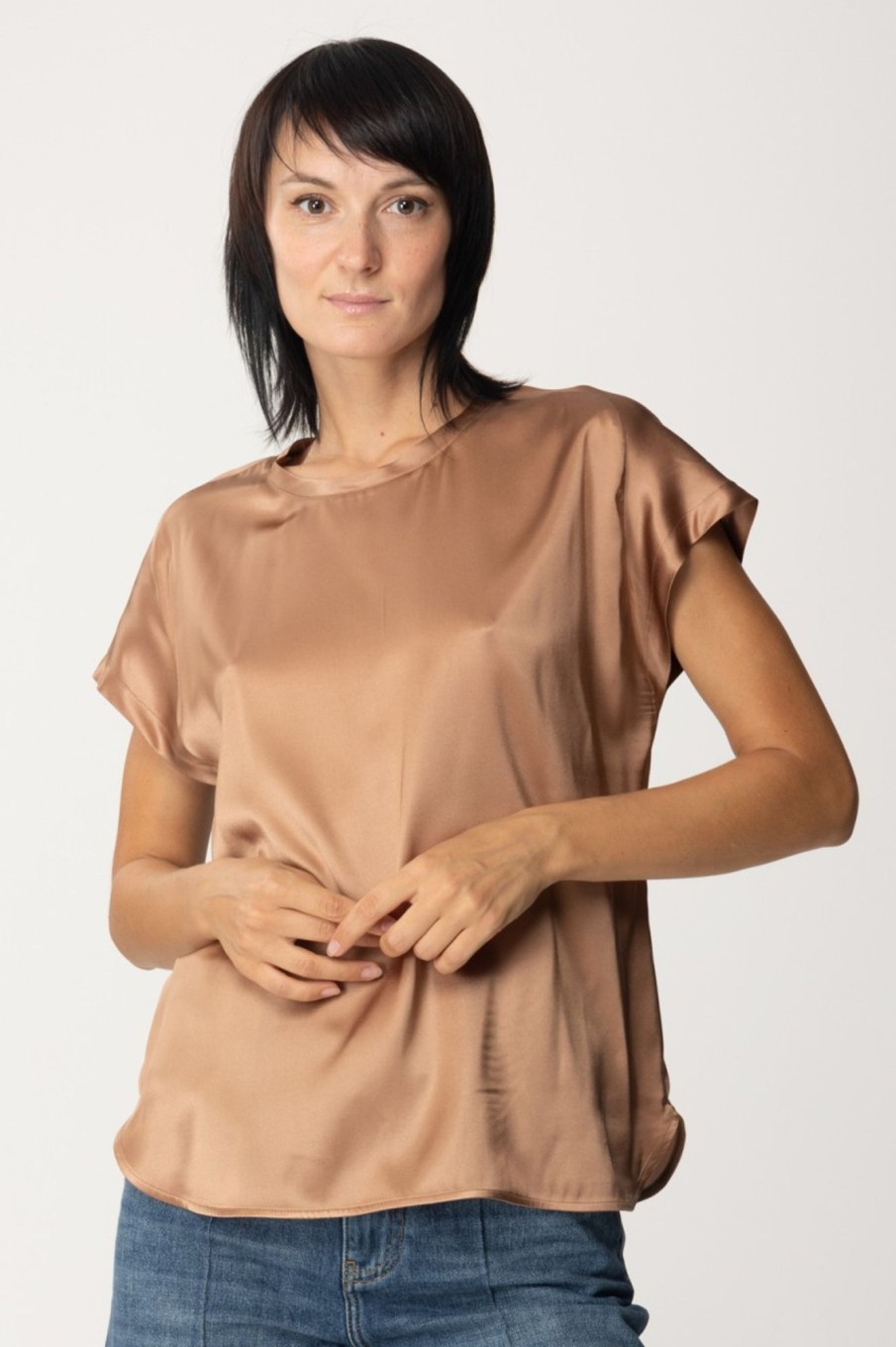 Pinko Blusa In Satin Caffelatte Sc Hot