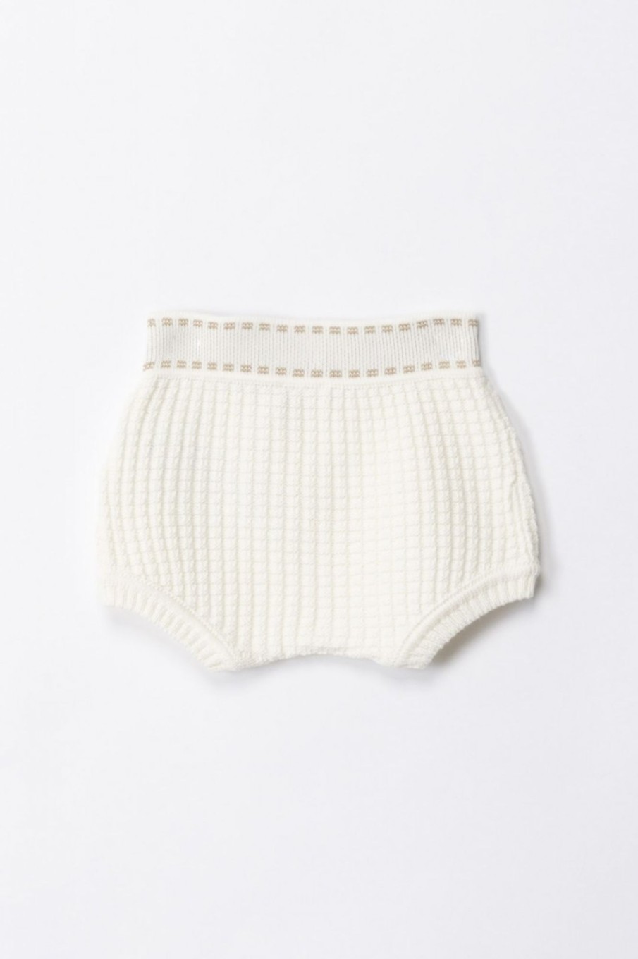 ELISABETTA FRANCHI BAMBINA Tricot Shorts With Logo Ivory/Sand Hot