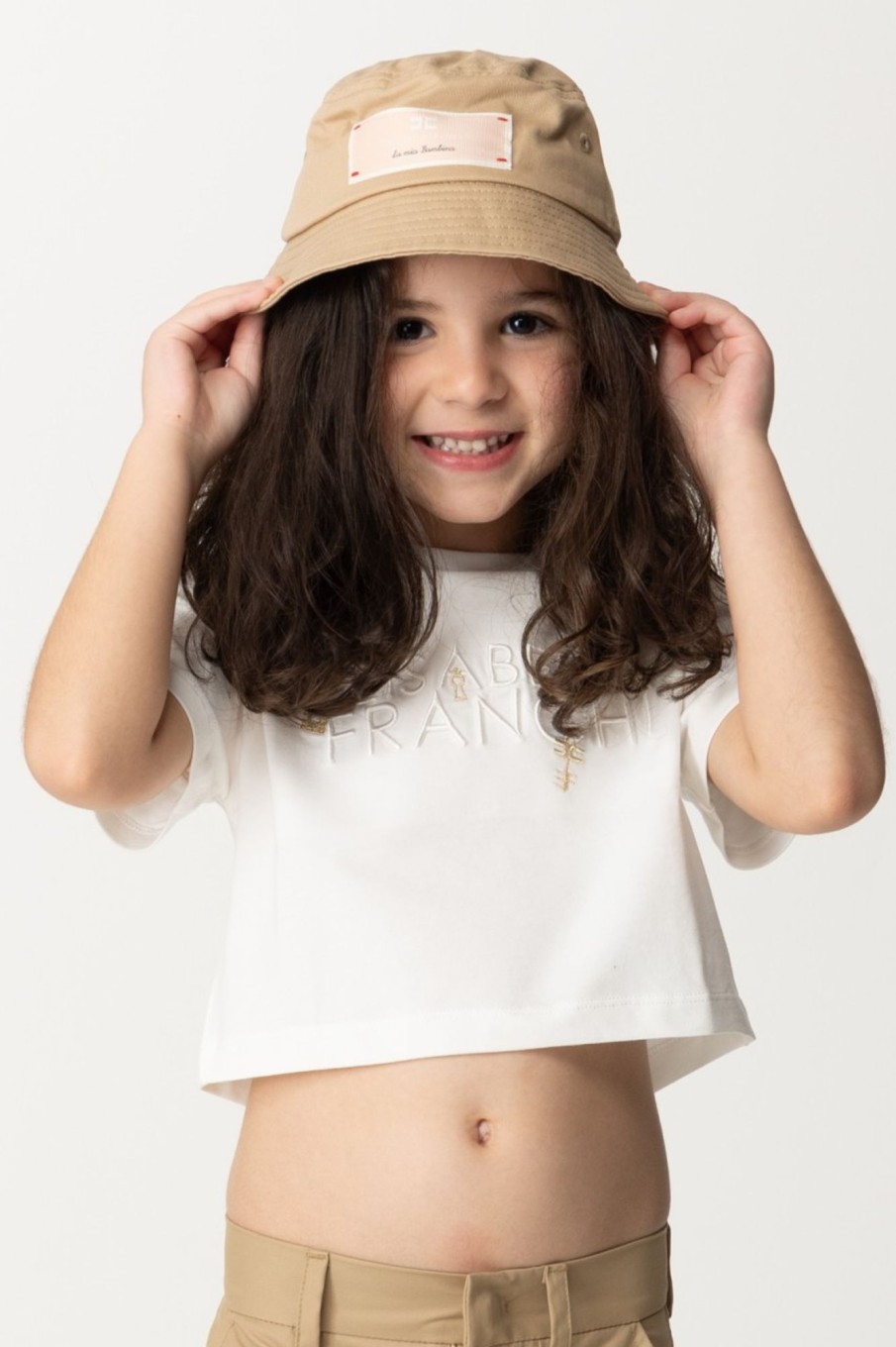 ELISABETTA FRANCHI BAMBINA Cappello Alla Pescatora Con Etichetta Logata Sand New