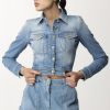 Elisabetta Franchi Giubbotto Corto In Denim Light Blue Hot