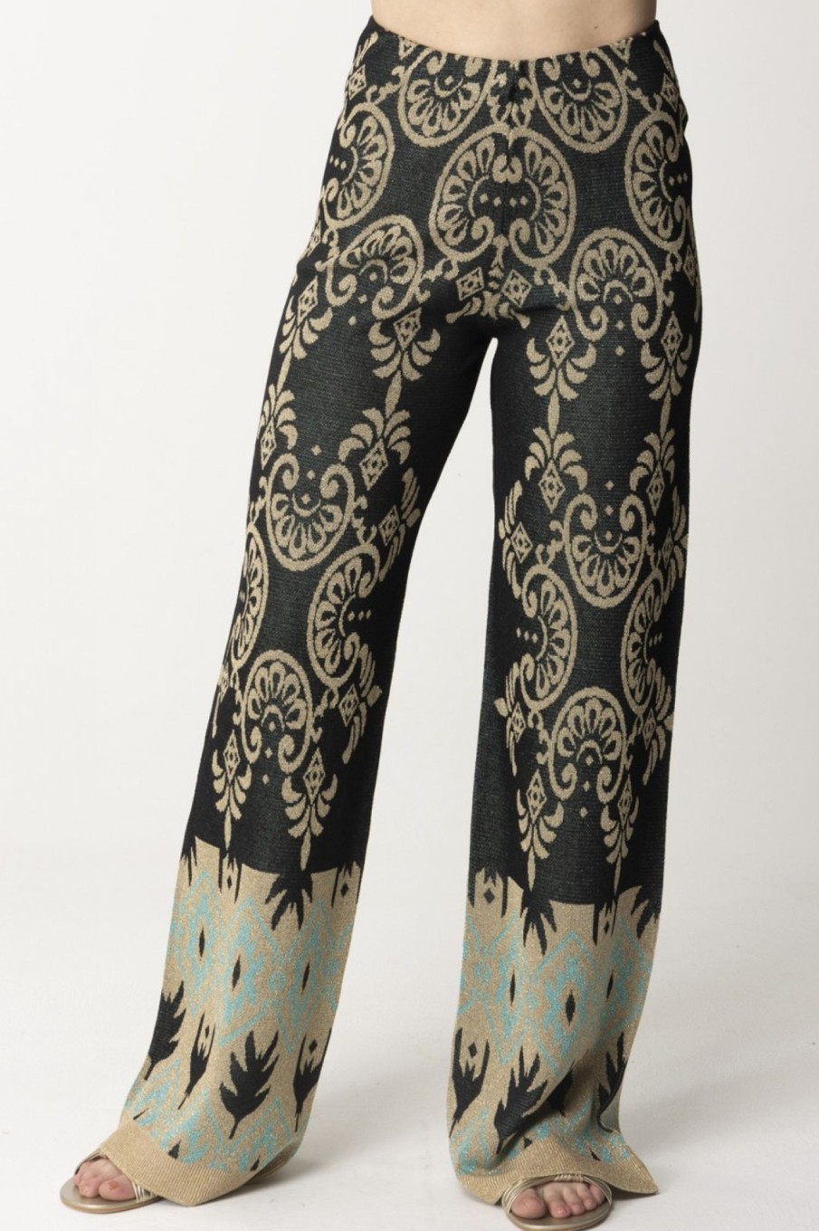 AKEP Pantaloni Palazzo In Maglia Jacquard Fantasia Best