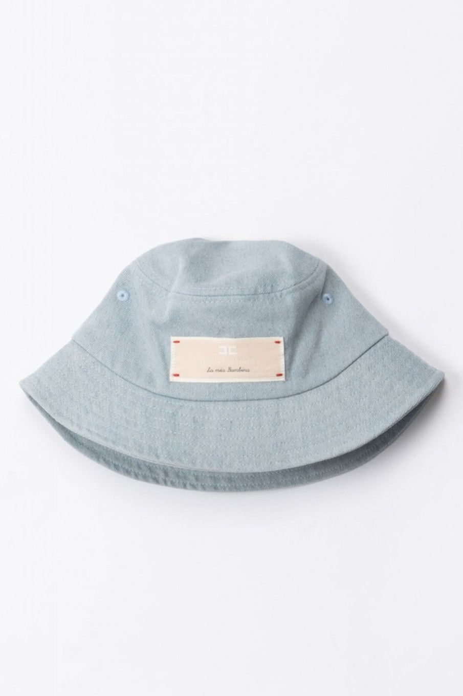 ELISABETTA FRANCHI BAMBINA Cappello Alla Pescatora Con Etichetta Logata Light Blue Denim Hot