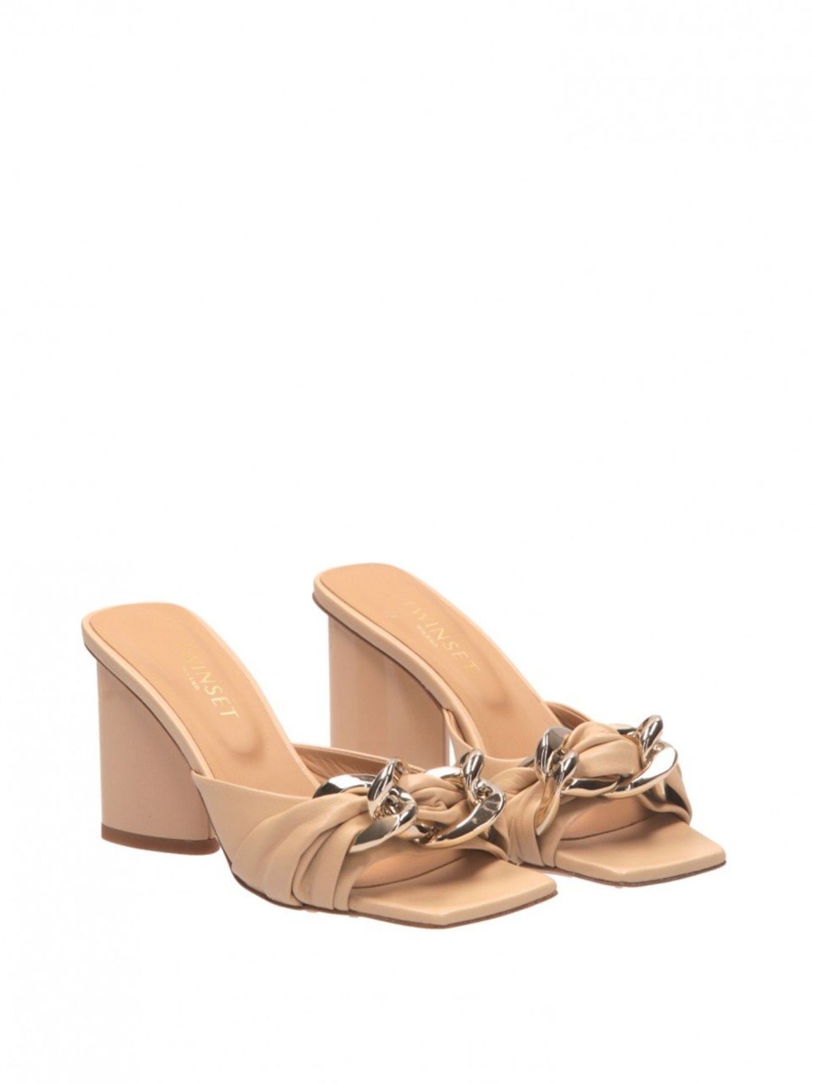 Twin-Set Sandalo Mules Con Catena Nudo Hot